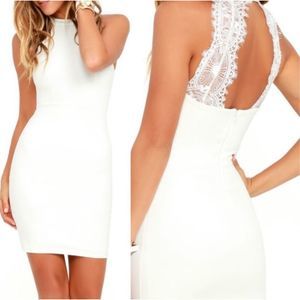 Lulu’s Endlessly Alluring White Lace body con dress size M